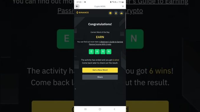 Binance Crypto WODL Answer Today | Word Of The Day | Crypto Mining Theme