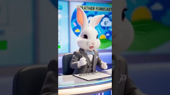Newscaster Rabbit  #cartoon #funny  #cute  #animation  #disney #ai #rabbit #forecast #news #office