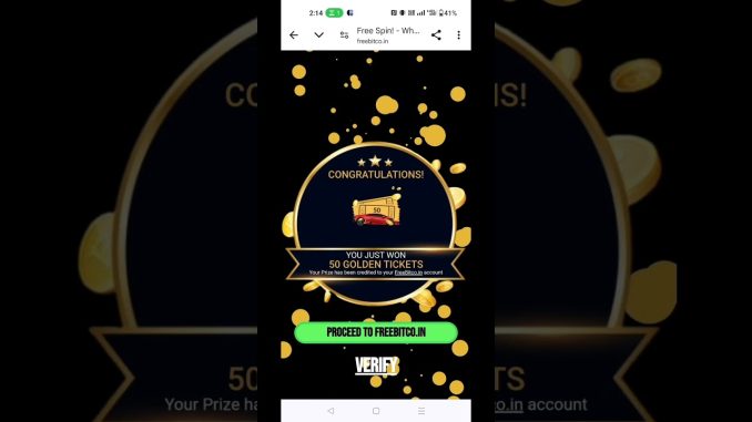 Free Bitcoin, Won 50 Golden Tickets ✨✴️