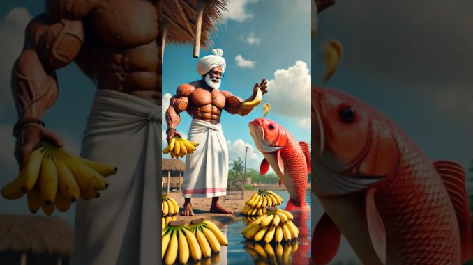 Ai " farmer guides a personal trainer for her lazy fish🐠"..#ai #3danimation #farmer #animals #funny