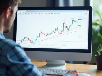 A Trader Analyzing Chats on a Computer