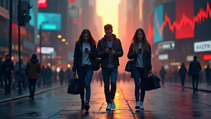 3 People Walking in the City While Busy Using the Phones